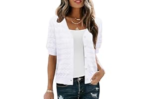 IECCP Cardigan Sweaters for Women Short Sleeve Lightweight Open Front Crochet Knit Shrugs 2025 Womens Fashion