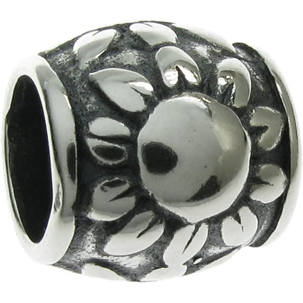 Sterling Silver Chinese Peace Bead Charm - Fits 3mm European Bracelets, Antique Finish, 8mm - View #4