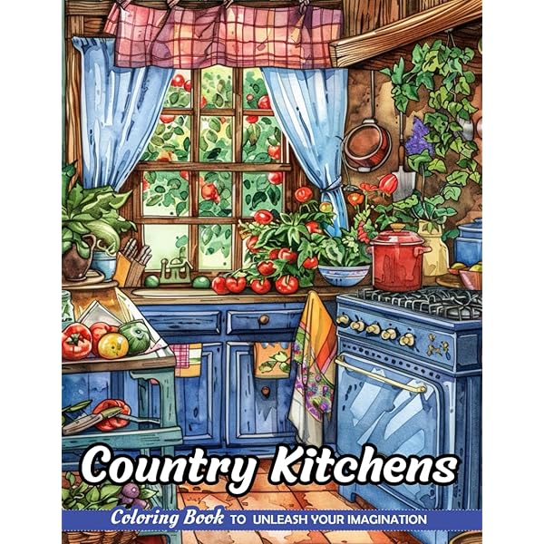 洋書 Country Kitchens Amazon.com: Country Kitchen Coloring Book: 50 Delightful