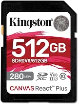 Kingston Canvas React Plus V60 SD 512GB SDXC UHS-II 280R 150W U3 V60