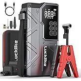 Jump Starter with Air Compressor, Lucklike 4000A Portable Car Battery Jumper Starter Pack for 10L Gas and 8L Diesel, Tire Inflator with Pressure Detection, 12V Jump Box with 3 Modes Flashlight 【New】