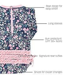 RuffleButts Baby Girls UPF 50+ Sun Protection
