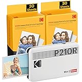 KODAK Mini 2 Retro 4PASS Portable Photo Printer (2.1x3.4 inches) + 68 Sheets Bundle, White