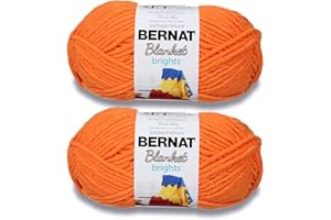 Bernat Blanket Brights Carrot Orange Yarn - 2 Pack of 300g/10.5oz - Polyester - 6 Super Bulky - 220 Yards - Knitting/Crochet