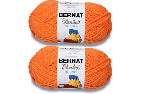 Bernat Blanket Brights Carrot Orange Yarn - 2 Pack of 300g/10.5oz - Polyester - #6 Super Bulky - 220 Yards - Knitting/Crochet