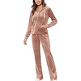 MessBebe Womens Velour Tracksuits Set Long Sleeve Sweatsuits 2 Piece Sports Outfit Zip Hoodie Sweatpants Joggers Set