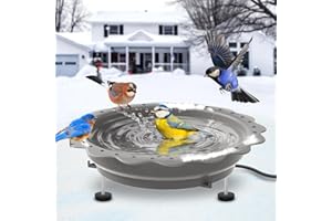 Jvgoo Heated Bird Bath for Outside Winter, Powerful 100W Thermostat Control Heated Bird Baths for Outdoors with 3 Metal Exten
