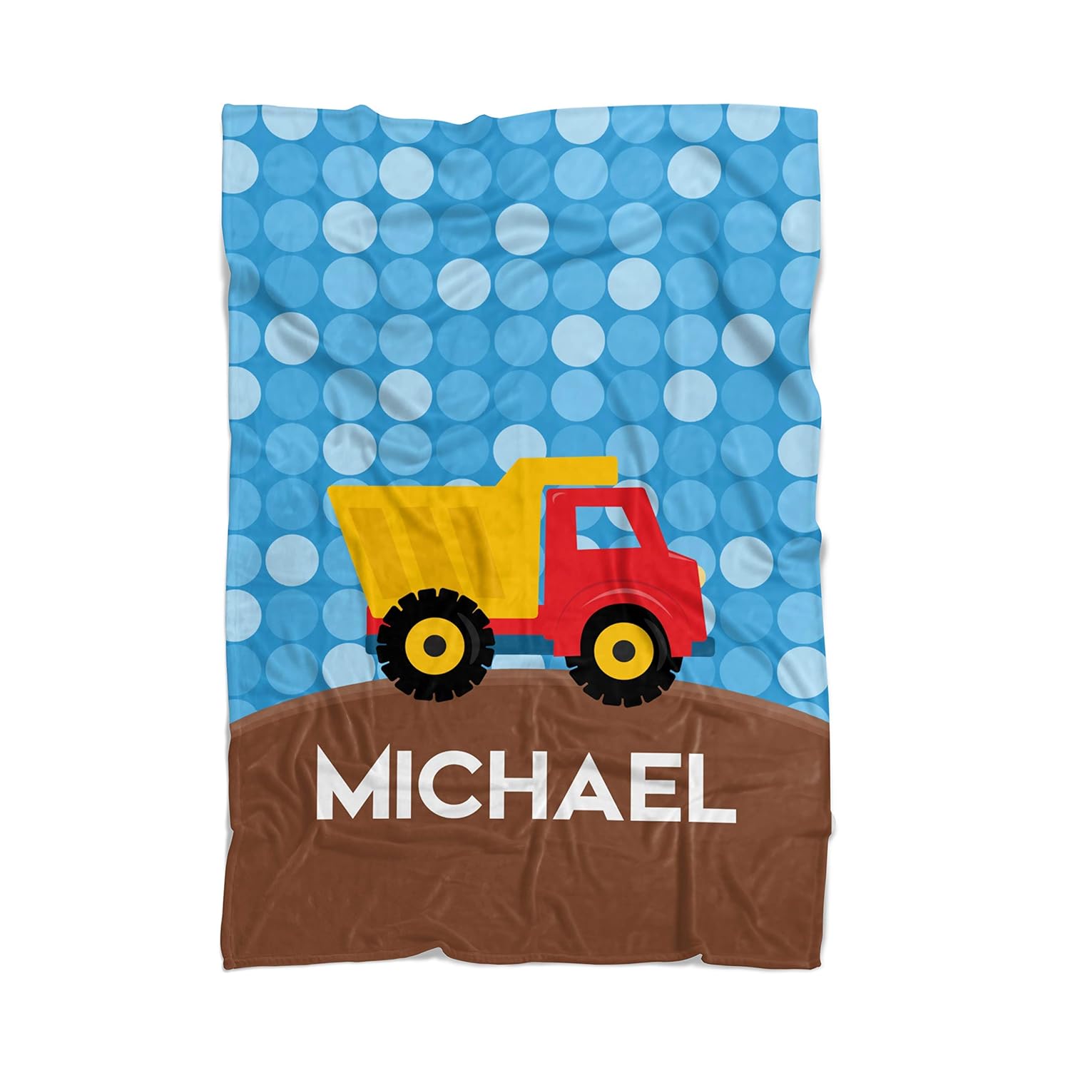 Truck Throw Blanket Blue Construction Truck Kids