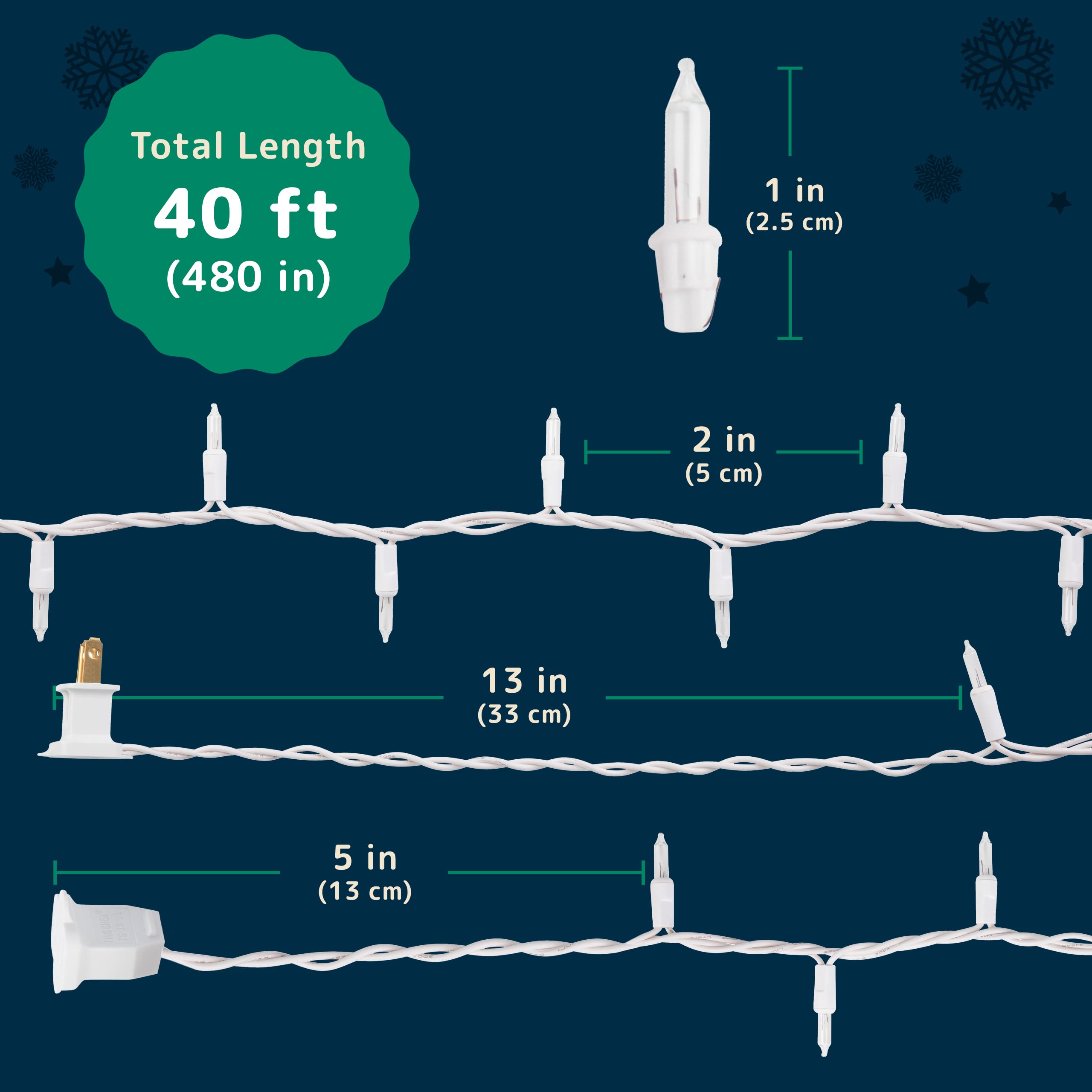 PREXTEX 200 Count Clear Christmas Lights - 40 ft Warm White Xmas Lights String Bulbs with White Wire for Indoor and Outdoor Holiday Decor, Trees and More