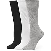 HUE Women's Casual Ribbed Crew Socks (3-Pack)
