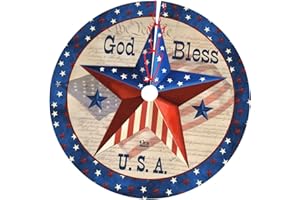 DORKEIXIA God Bless America USA American Flag Stars Pledge of Allegiance 36 Inch Christmas Tree Skirt Round Winter Snow Suitable for Christmas Xmas Halloween Holiday Party Decor