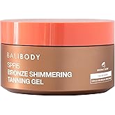 Bali Body Bronze Shimmering Tanning Gel SPF 15 – Sun-Kissed Glow with Coconut Scent, Carrot Root & Vitamin E – Organic Bronzer & Shimmer Sunscreen for Quick Tan, Hydration & Even Skin Tone