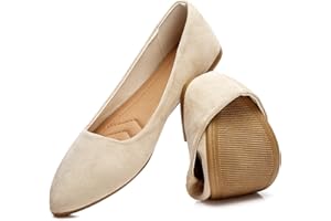HEAWISH Women’s Black Flats Shoes Comfortable Suede Pointed Toe Slip On Casual Ballet Flats Dress Shoes Nude Flats