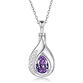 Sariel Teardrop Urn Necklace for Ashes - 925 Sterling Silver Blue Cremation Pendant Memorial Keepake Funeral Necklace Jewelry Gifts for Women Wife Mother