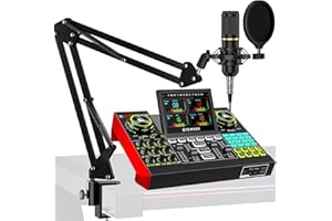 CRYOSURF Podcast Equipment Bundle with 3.5mm Condenser Microphone for Pc/Phone Live Streaming Singing Gaming, Podcast Microphone Bundle with Live Sound Board Audio Mixer Denoise,DJ Sets