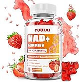 YUULAI NAD+ Gummies, NAD Supplement for Women - NAD Nicotinamide Riboside Resveratrol 1000MG, NAD+ Plus Supplement Gummies for Anti-Aging, Cell Regeneration & Energy, Strawberry, 60 Count