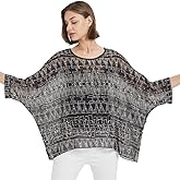 Women's Loose Alicia Floral Print Chiffon Blouse Batwing Blouses Bohemian Flowy Tops Top T-Shirt