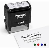 Promot Customized Self-Inking Address Stamp-Rubber Stamp Style 1 (Medium) | Crisp And Consistent Imprints, Refillable Design, Fast Envelope Marking, Durable Daily Use, Ideal For Mail And Packages