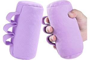 WONDSIGHIN Palm Grips, Hand Contracture Cushions, Finger Grips, Finger Splitter, Palm Protector for Hand Contracture, Grip Strengthener Pad for Elderly, Stress Relief, Sweat Resistant, Washable, Purple, 2 Pcs