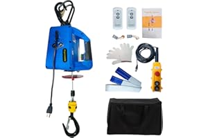 Bigorenda 3-in-1 Electric Hoist Winch with Wire Wireless Remote Control,1100lb Portable Electric Power Winch,1500W Electric Hoist Crane,26FT Lifting Height, for Warehouse, Garage, Lifting Towing