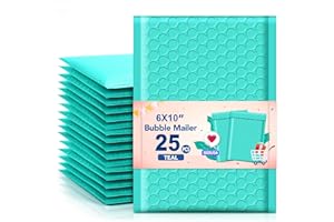 GSSUSA Padded Poly Mailers 6x10 Inches Bubble Mailer Envelopes Small Packaging Mailing Envelope Bags Shipping Bag Bulk Pack Self Seal Package Mail Packing Business Supplies, Teal 25-Pack