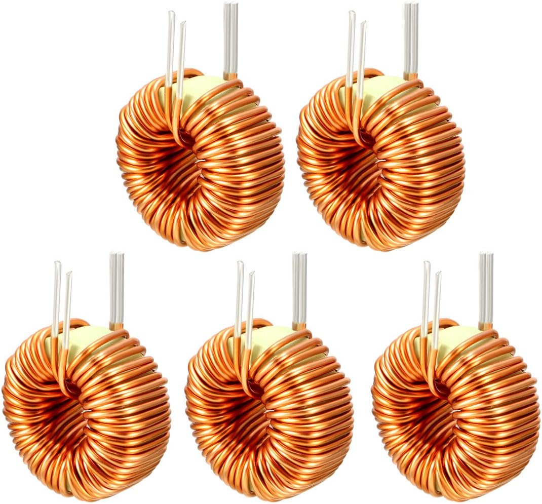 sourcing map 5Pcs Vertical Toroid Magnetic Inductor Wire Wind Wound 50uH 20A Inductance Coil, 5Pcs 50uH 20A