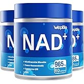 WepBio Upgraded NAD Supplement, Liposomal Nicotinamide Riboside(NR 500mg) with CoQ10, PQQ and Resveratrol for Women and Men, Supports Cellular Energy, Vitality & Healthy Aging - 180 Capsules