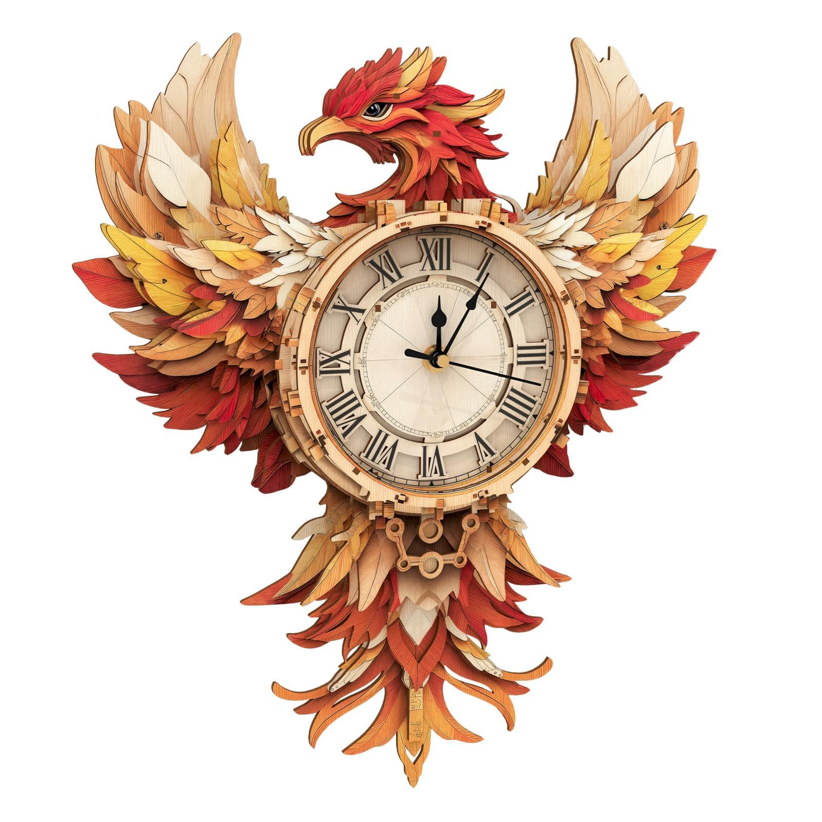 Lilcubics 3D Wooden Puzzles for Adults, Mechanical Phoenix Wall Clock Kit, Wooden Model Kits to Build, DIY Puzzle Gift, Home Decor Creative Gifts for Men and Women, Pendulum Wood Craft — image 1