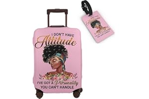 Hepmant Travel Suitcase Protector African American Woman Elastic Protective Washable Luggage Cover With Concealed Zipper Suitable For 18-32 Inch 【L (for 25-28 inch luggage)】