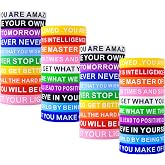 SlocciPro Motivational Quote Silicone Bracelets Inspirational Bands | 20 Styles Colored Rubber Wristbands, Stretch Unisex Gifts For Men Women Teens, Perfect Gym Fitness Sports Party Bulk