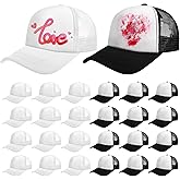 Vabean 24 Pack Sublimation Blank Cap Trucker Mesh Cap Unisex Plain Blank Baseball Hat for DIY Embroidery Sublimation Printing