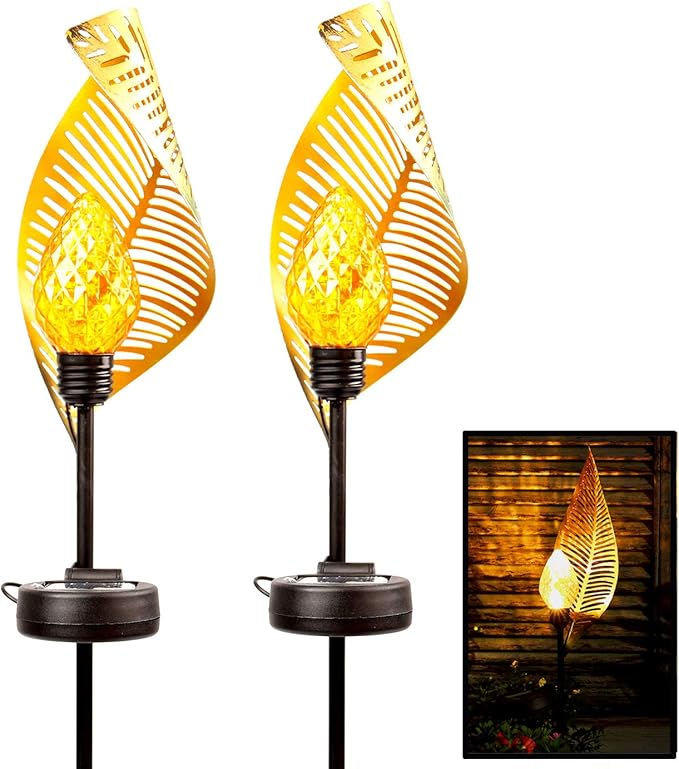 Solar Lights Outdoor Pathway Lawn Ornament Garden Decor，Iron Hollow