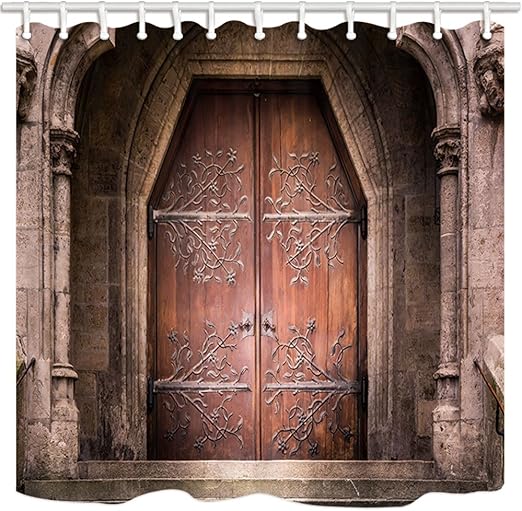 Amazon Com Kotom Door Decor Shower Curtain Old Medieval Entrance