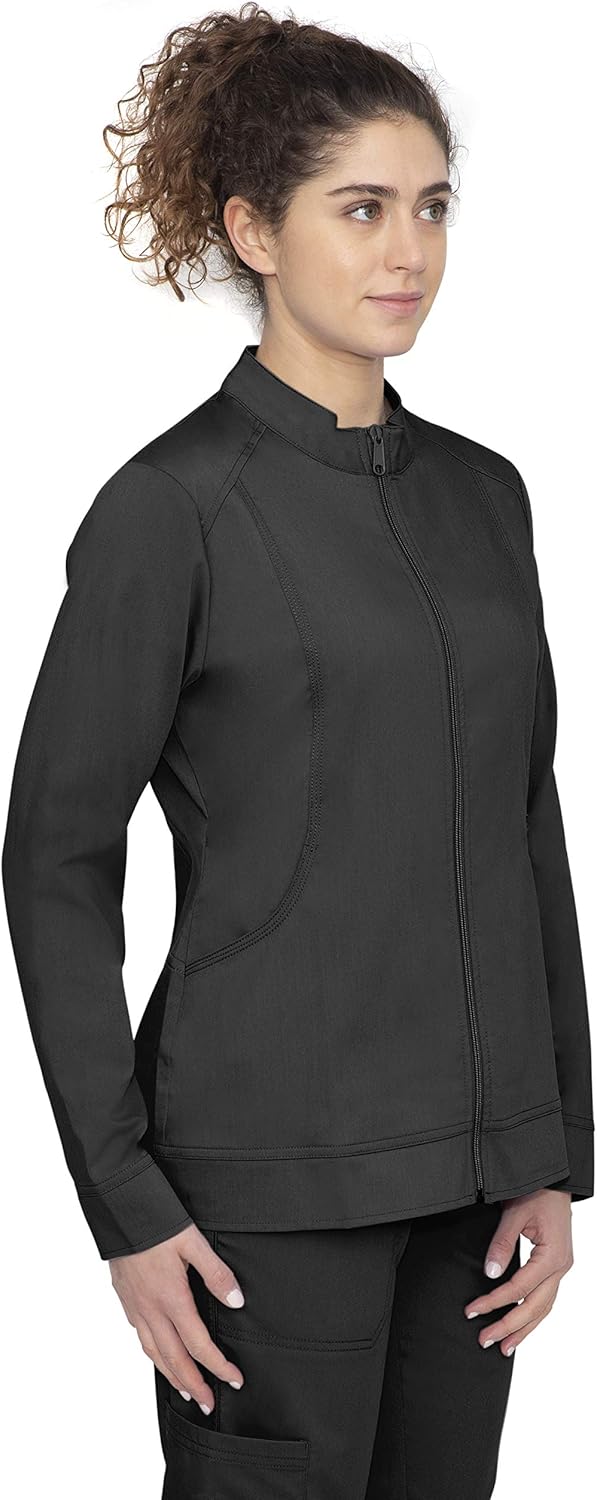 healing hands Purple Label Women's Dakota 5038 Zip Up Scrub Jacket Scrubs- Black- S: Medical Scrubs Jackets: Clothing