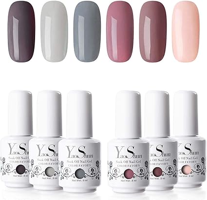 kit de esmalte de gel para unas de y s para lampara uv led 6 colores purpurina 005 8 ml