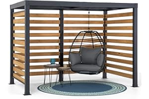 Sunjoy Patio Pergola 6 x 10 ft. Steel Framed Small Space Pergolas with Cedar Wood Screen and Hooks by SummerCove