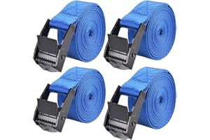 DSHTP Tie Down Straps with Adjustable Buckles, 4pcs 39"x1" Heavy Duty Cam Buckle Lashing Straps for Cargo, Trucks, Luggage, Trailer, Motorcycle (Dark Blue)