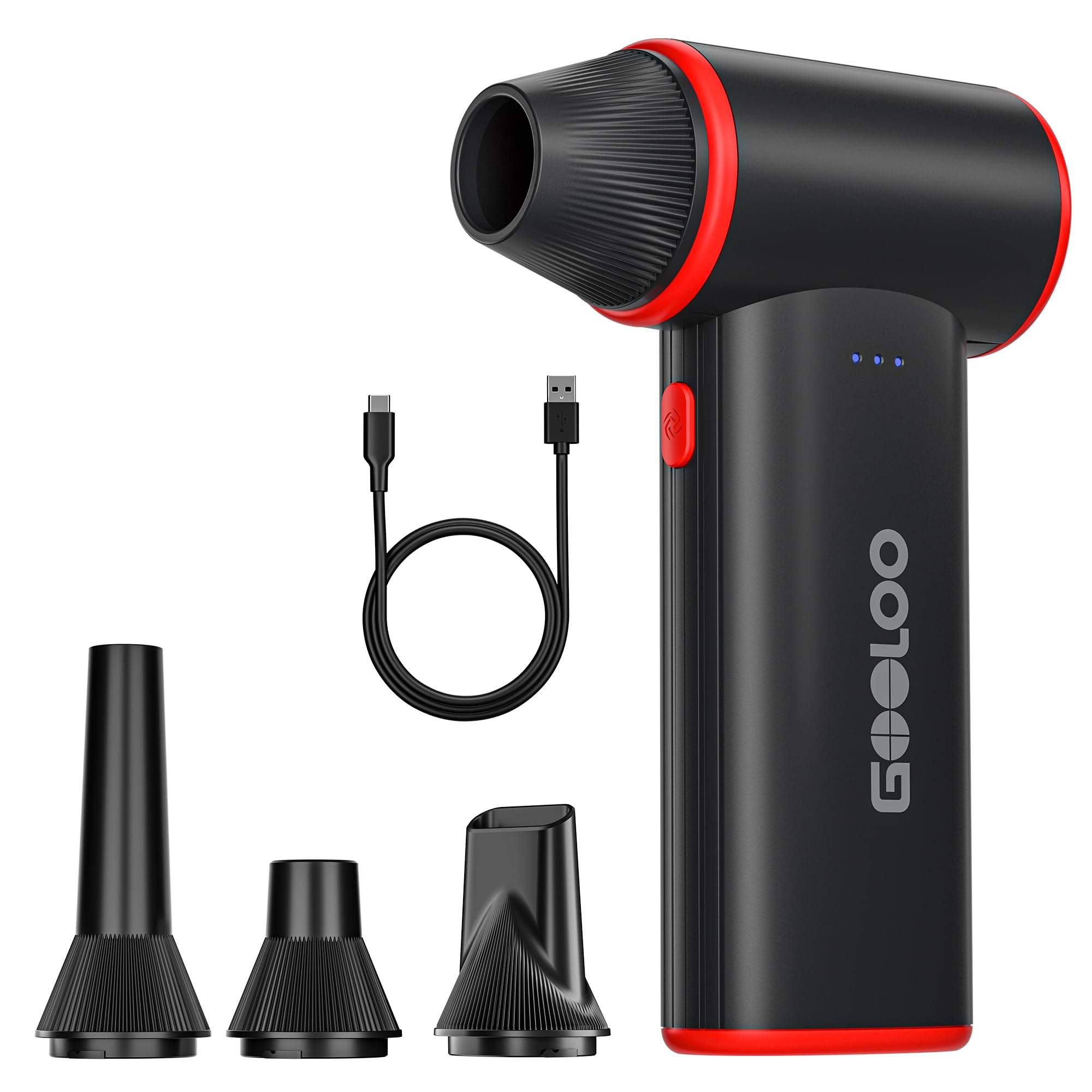 GOOLOO F3 Compressed Air Duster, 150000RPM Duster for Cleaning, 3-Gear Rechargeable Electric Air Blower with Fast Charging, Cordless Mini Blower for PC, Computer, Car, Keyboard, Outdoor
