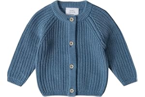 Stellou & friends 100% Cotton Chunky Ribbed Knitted Cardigan for Boys & Girls Ages 0-6 Years