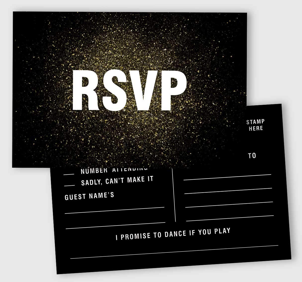 Inkdotpot RSVP Postcards (Set Of 50) 4"X6" Blank With Mailing Side,RSVP Reply Response Cards For Wedding Gold Confetti Print Return Cards