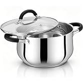 HaWare 5 Quart Stainless Steel Induction Stock Pot, Cooking Pot with Lid | Heavy Duty Stockpot with Tri-Ply Thick Base &amp; Heatproof Handles, Kitchen Cooker for Soup Pasta, All Stoves &amp; Dishwasher Safe