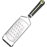 Amazon Basics Extra Coarse Hand Grater with Wide Stainless Steel Blade, Soft Grip Handle, Grey and Green