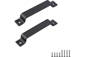 FaithLand Barn Door Handle, Black 6.42 inch Gate Handle Set (Pack of 2), Door Pull, Pull Handle for Sliding Barn Door Gate Cabinet Closet Drawer Garage Shed- 2 Sets of Different Lengths Screws