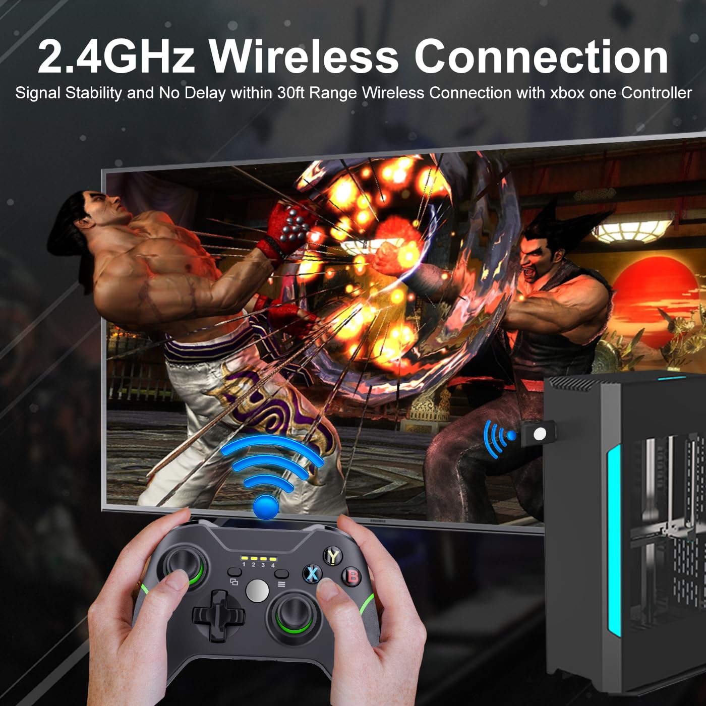 Xbox One Controller,2.4GHz Wireless Xbox Controller with 3.5mm Headphone Audio Jack Xbox Controller for Xbox One X/S Xbox Series X/S,Black