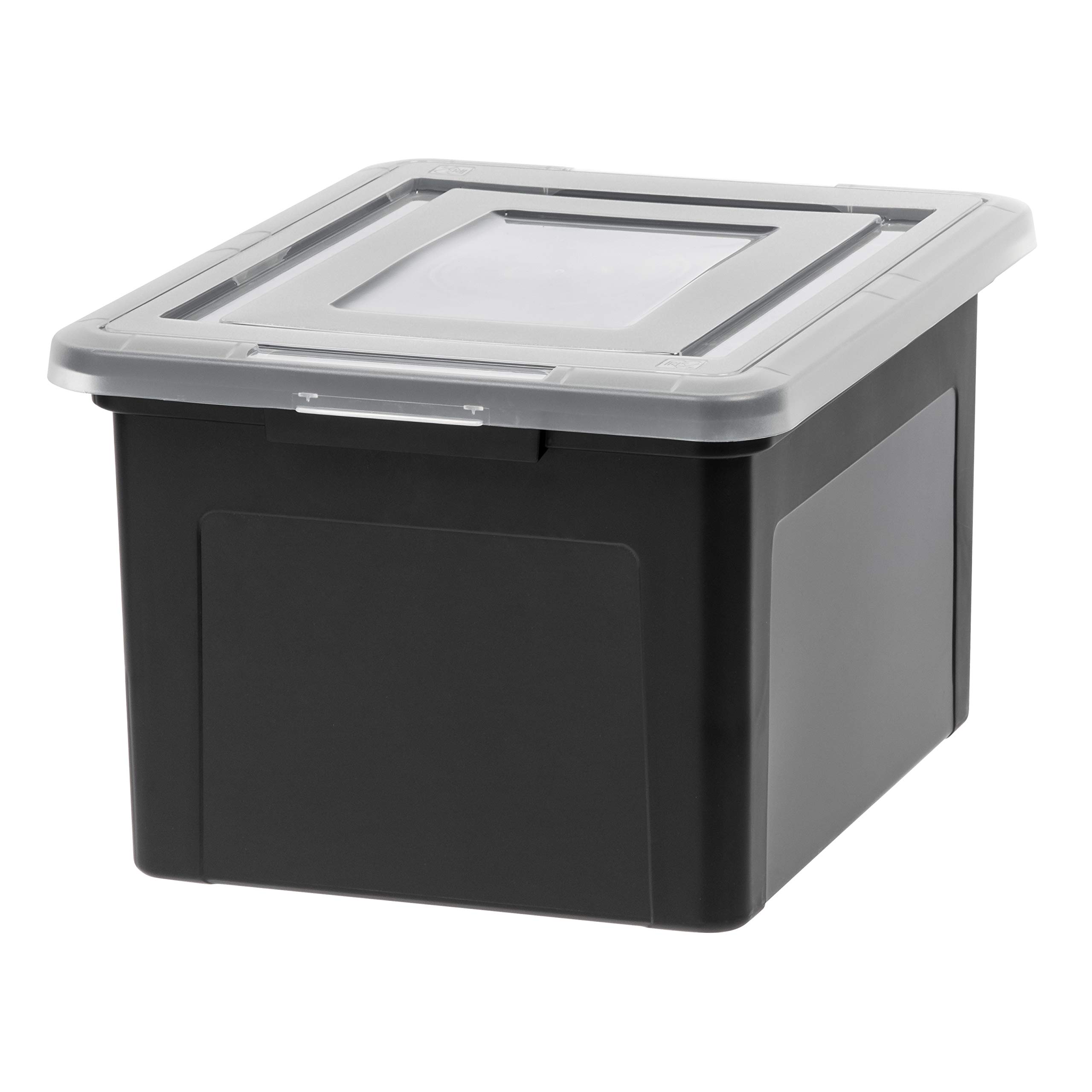 Photo 1 of IRIS USA File Box File Organizer Plastic File Box for Letter/Legal File, BPA-Free Plastic Storage Bin Tote Organizer with Durable and Secure Latching Lid, Stackable and Nestable, Black 35 Qt. 1Pack