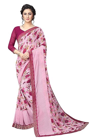RAJESHWAR FASHION WITH RF Womens Georgette Saree with Blouse Piece