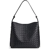 Woven Tote Bag for Women, Large Capacity Shoulder Bag with Adjustable Strap, Multi-Pockets, Black Purse for Work, Travel, and Shopping