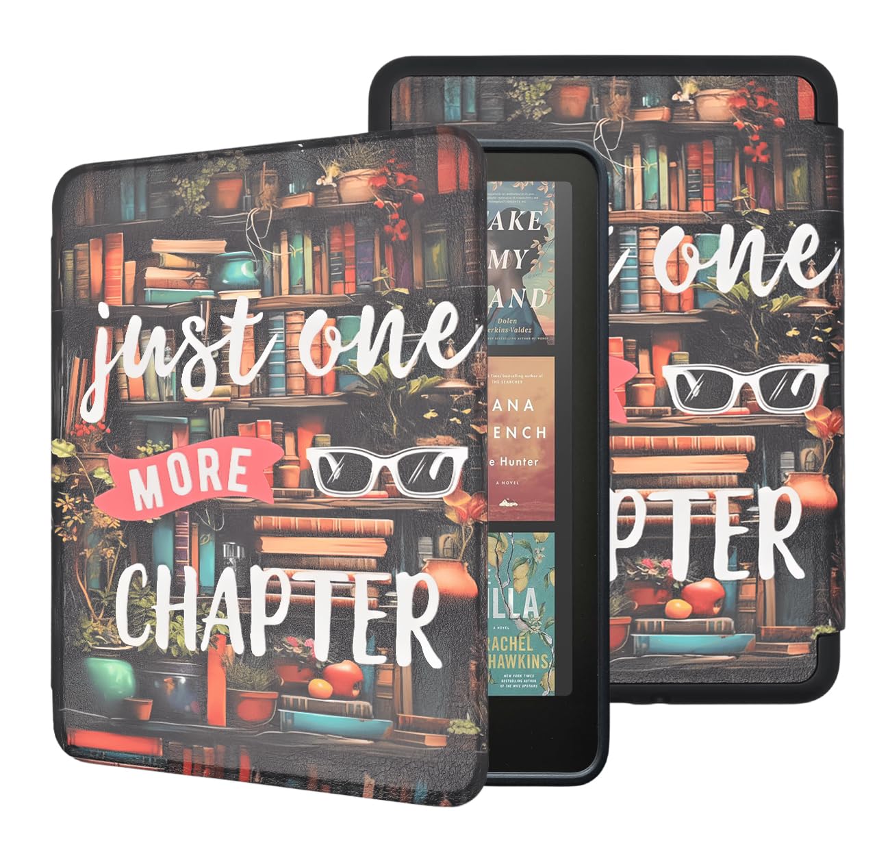 Photo 1 of Case for All-New Kindle Paperwhite 12th Gen 2024 and Kindle Colorsoft Signature Edition, Lightweight PU Leather Protective Cover with Auto Sleep Wake Hand Strap, Just one More Chapter