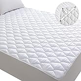 Lunsing Twin Mattress Protector, Soft Breathable Waterproof Twin Size Mattress Pad Cover, 6-16 inches Deep Pocket, 4 Straps,