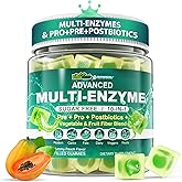 Digestive Enzymes Gummies for Women & Men, Multi-Enzymes with 90Billion CFU Probiotics and Prebiotics & Postbiotic, Vegetable & Fruit Fiber Blend, Super Enzymes for Digestive & Gut Health,Immune,60Cts